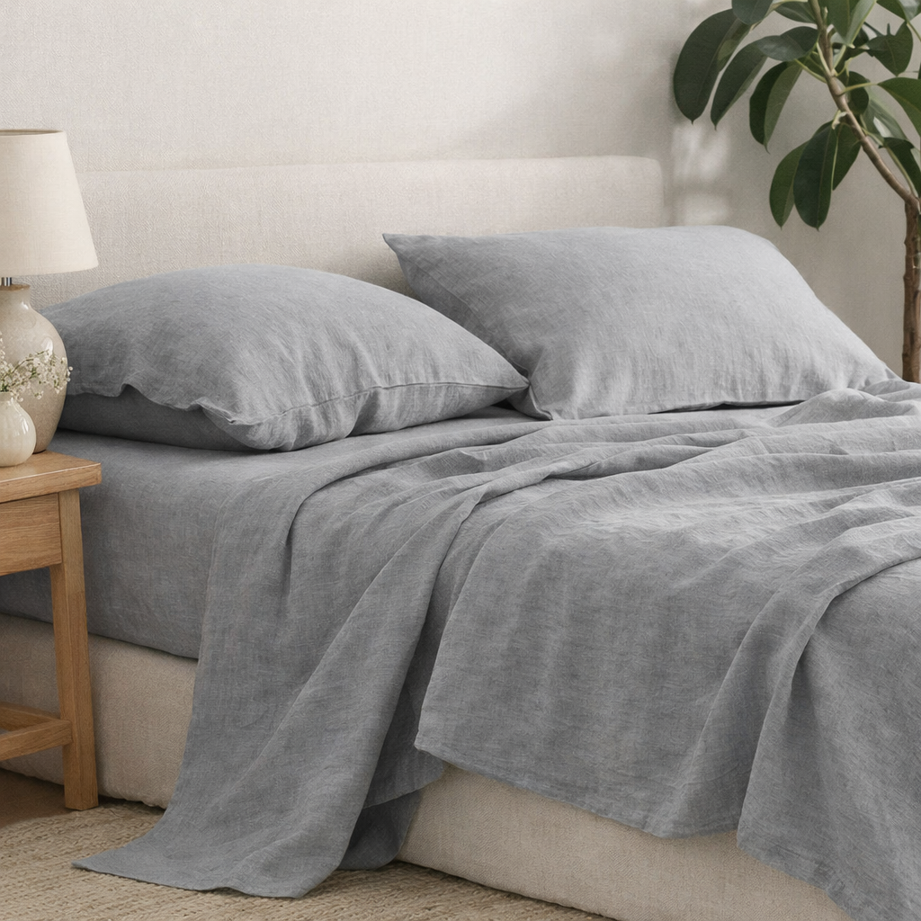 AXIMO Premium 100% Linen 3pc Bed Sheet Set