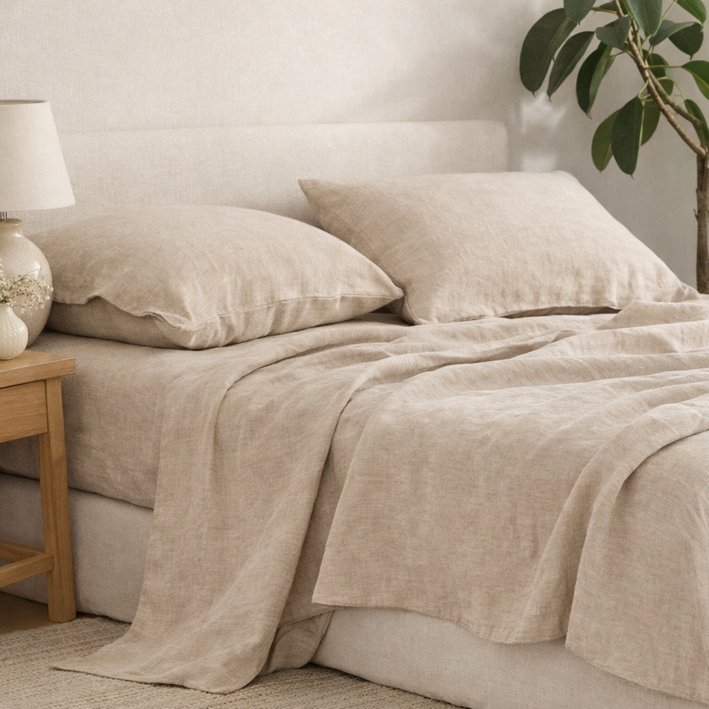 AXIMO Premium 100% Linen 3pc Bed Sheet Set