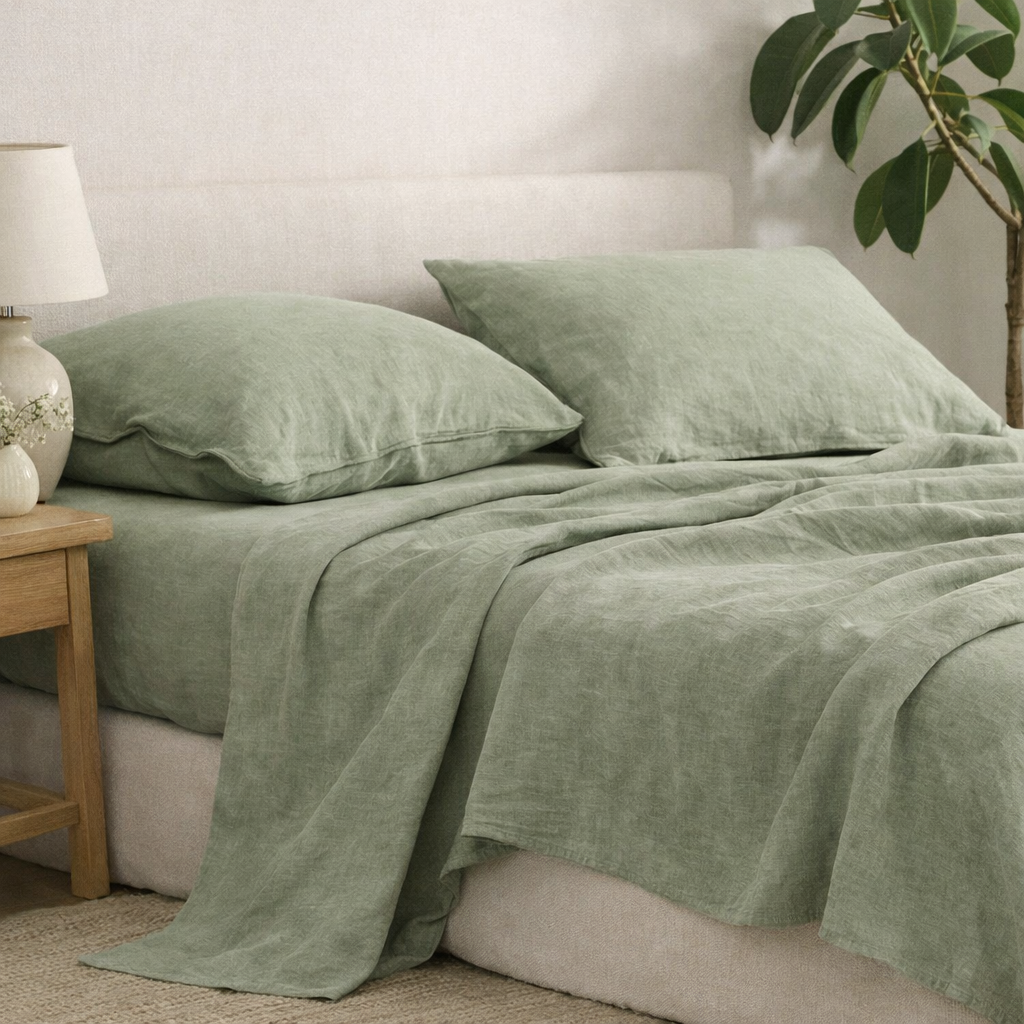 AXIMO Premium 100% Linen 3pc Bed Sheet Set