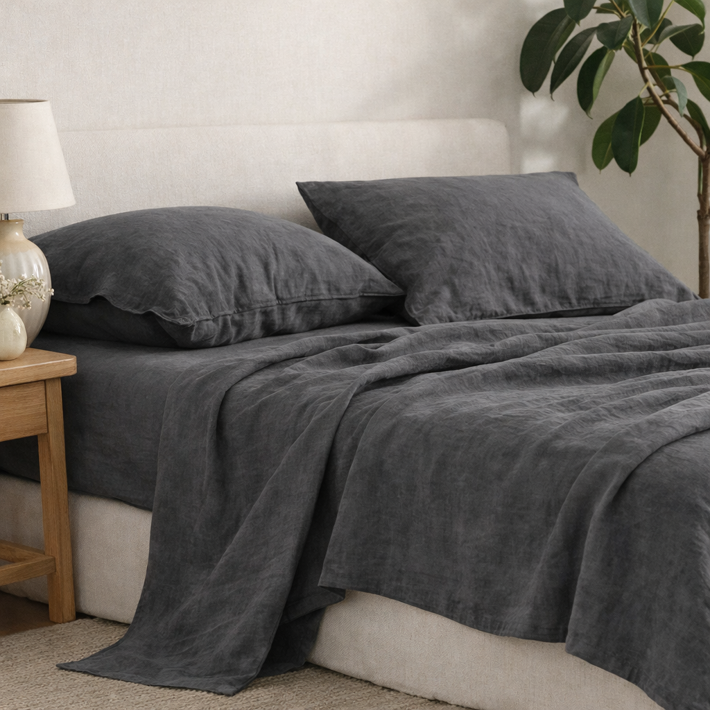 AXIMO Premium 100% Linen 3pc Bed Sheet Set