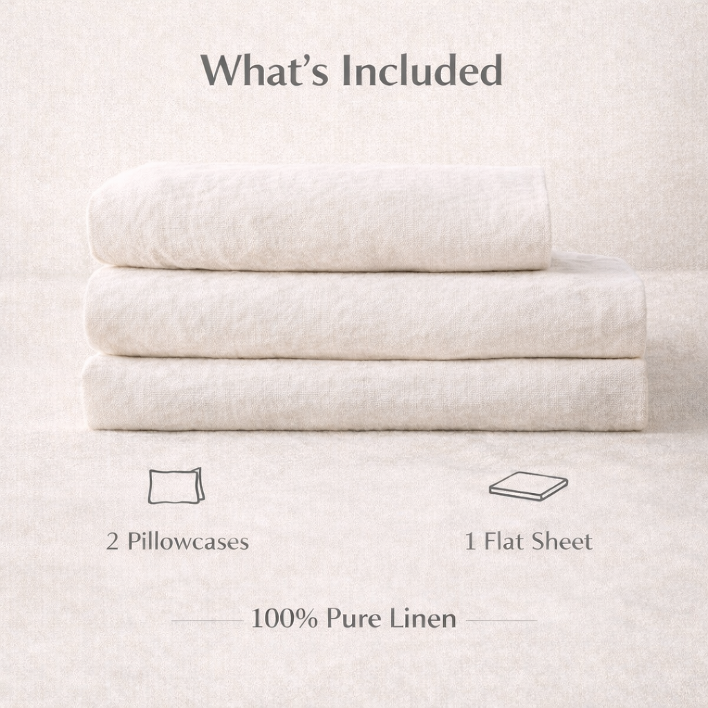 AXIMO Premium 100% Linen 3pc Bed Sheet Set